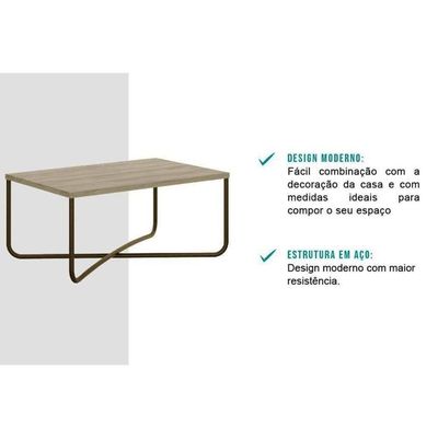 Mesa Centro Sala Connect 1271 Ouro Velho/noce - Carraro