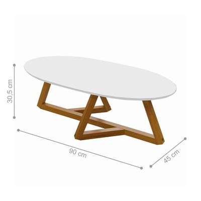 Kit De Mezanino Lateral Com Mesa De Centro Branco Nature