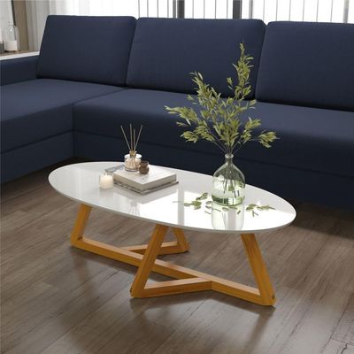 Kit De Mezanino Lateral Com Mesa De Centro Branco Nature