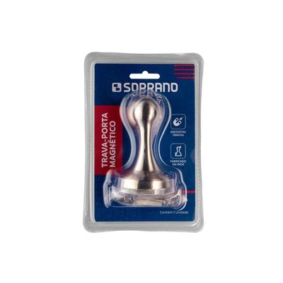 Trava Porta Piso Magnético Eco Inox Escovado - Soprano