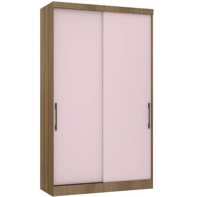 Guarda Roupa Modulado 134,50cm 2 Portas De Correr Paris Luciane Móveis Avelã Pf Com Rosa Pf