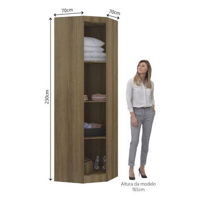 Guarda Roupa De Canto Diagonal Modulado 70cm 1 Porta Paris Luciane Móveis Avelã Pf Com Cinammon Pf