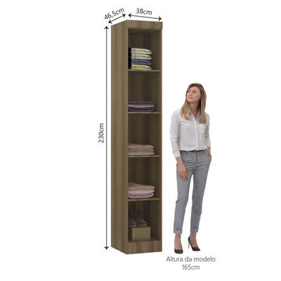 Guarda Roupa Modulado 38cm 1 Porta Paris Luciane Móveis Avelã Pf Com Branco Pf