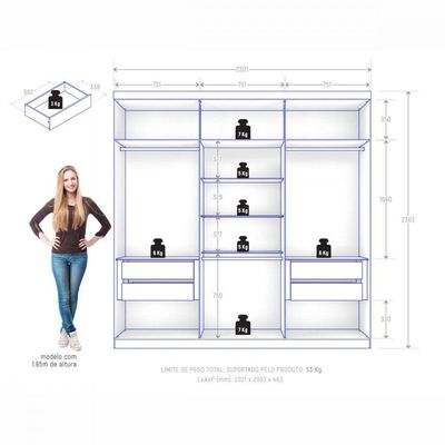 Guarda Roupa Casal Evidence Plus Ii Branco Absoluto Zanzini Branco