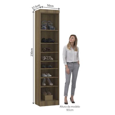 Guarda Roupa Sapateira Modulada 50cm 1 Porta Paris Luciane Móveis Avelã Pf Com Rosa Pf