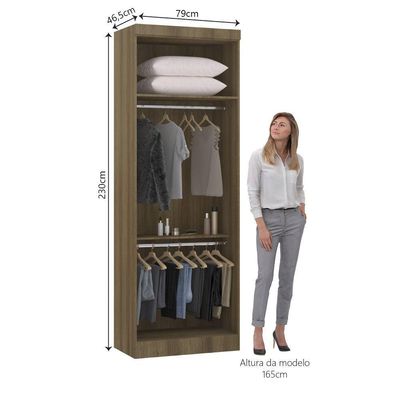 Guarda Roupa Modulado 79cm 2 Portas Paris Luciane Móveis Avelã Pf Com Rosa Pf
