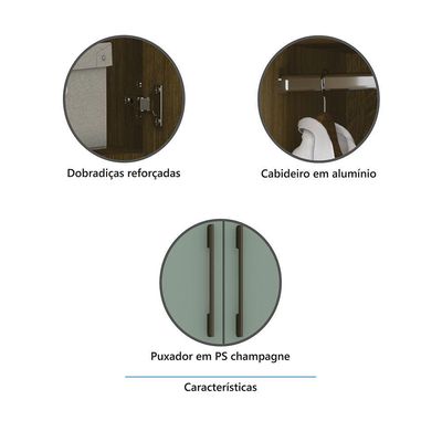 Guarda Roupa De Canto Reto Modulado 90cm 1 Porta Paris Luciane Móveis Avelã Pf Com Branco Pf