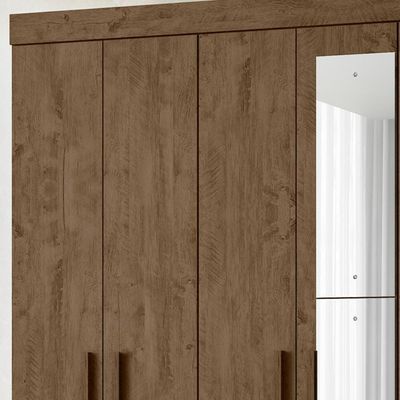 Guarda Roupa Casal 8 Portas Com Espelho 9723 Castanho Wood Moval Castanho Wood