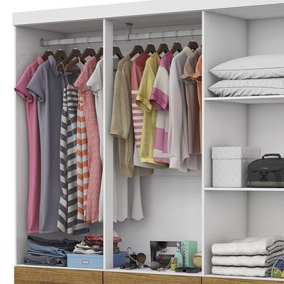 Guarda Roupa D22 6 Portas 6 Gavetas Com Pés Carioca Móveis Branco Com Freijó
