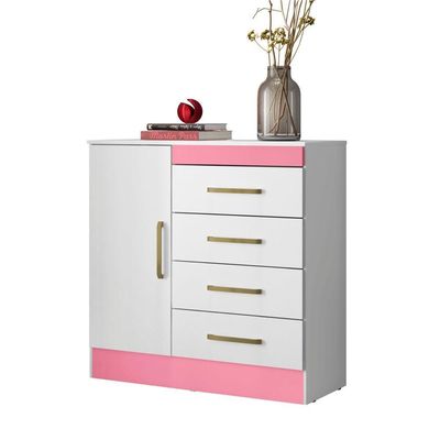 Conjunto Quarto Guarda Roupa E Comoda Arezzo Branco Rosa
