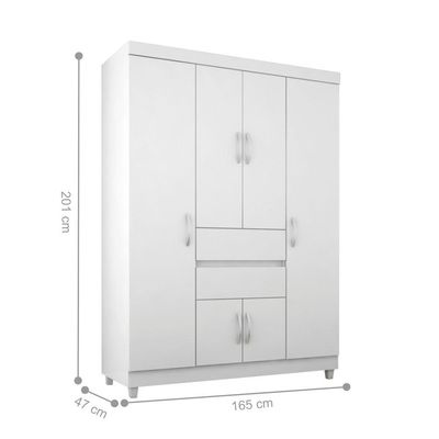 Conjunto Quarto Guarda Roupa E Comoda Pescara Branco Rosa