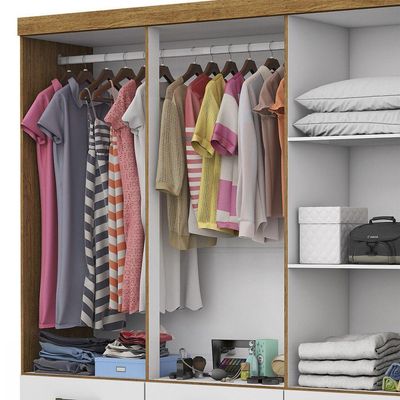 Guarda Roupa D22 6 Portas 6 Gavetas Com Pés Carioca Móveis Freijó Com Branco