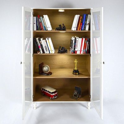 Armário Multiuso 2 Portas De Vidro Ditália Luz E-957 Branco