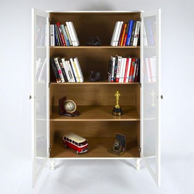 Armário Multiuso 2 Portas De Vidro Ditália E-957 Branco