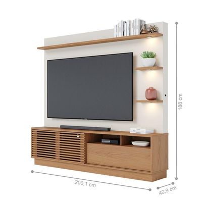 Conjunto Home Para Tv E Aparador Barton Freijo Off-white Matte