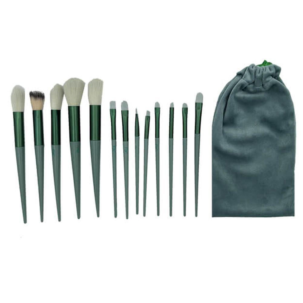 Pincel Kit 13 Peças Maquiagem Make Up Bolsa Sombra Base Po