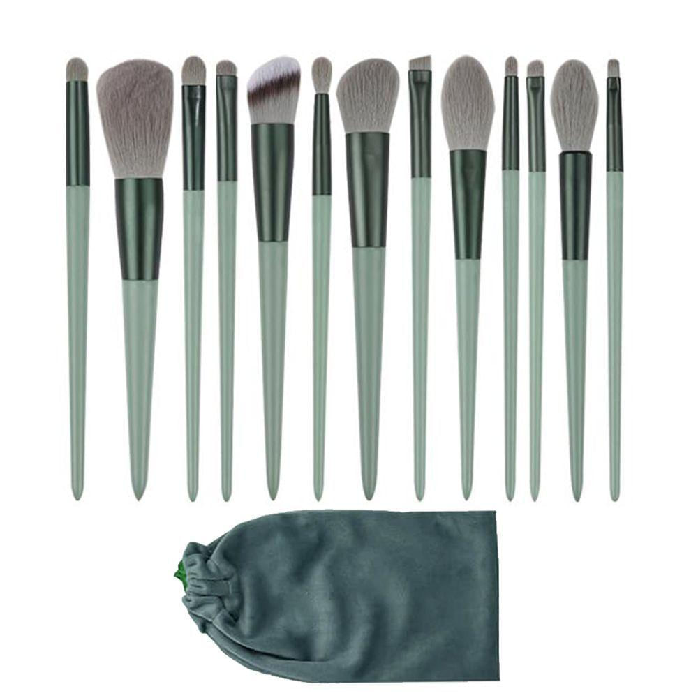 Pincel Kit 13 Peças Maquiagem Make Up Bolsa Sombra Base Po