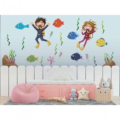 Adesivo Infantil Para Box De Banheiro E Para Parede Mergulho