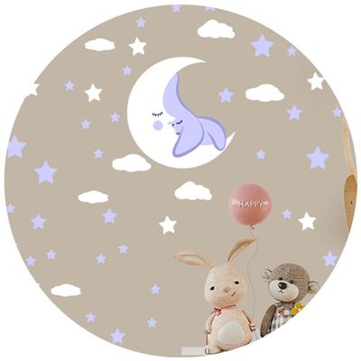 Adesivo Parede Estrelas Lua Nuvens Titulos Estrelas Roxas
