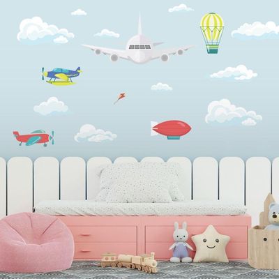 Adesivo De Parede Infantil Avião Nas Nuvens