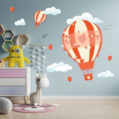 Adesivo De Parede Balão Menino E Menina Balão Laranja