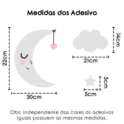 Adesivo De Parede Baby Nuvem Com Lua Vários Azul