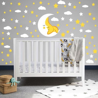 Adesivo Parede Estrelas Lua Nuvens Titulos Estrelas Amarelas