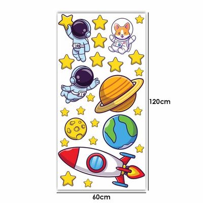 Adesivo De Parede Astronauta Foguete Estrelas