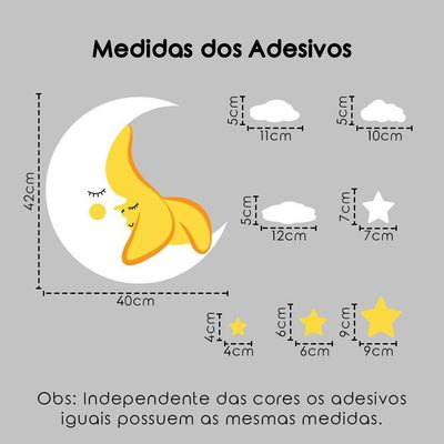 Adesivo Parede Estrelas Lua Nuvens Titulos Estrelas Azuis