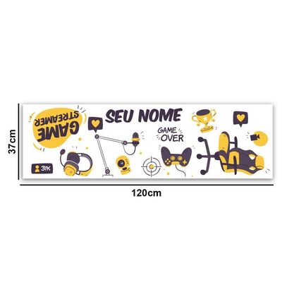 Adesivo Parede Gamer Streamer Nome Personalizado