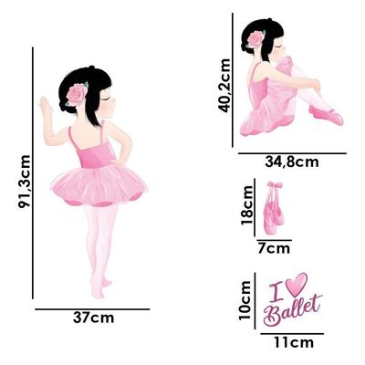 Adesivo De Parede Bailarina Love Ballet Titulo Modelo 3