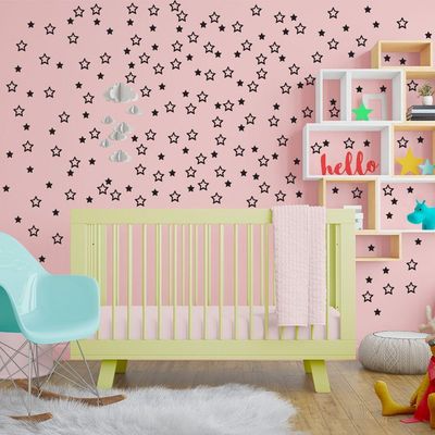 180 Adesivos Decoração De Parede Estrela Estrelinhas Vazadas Titulo Cor Preta