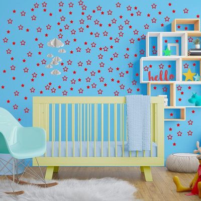 180 Adesivos Decoração De Parede Estrela Estrelinhas Vazadas Titulo Cor Vermelha