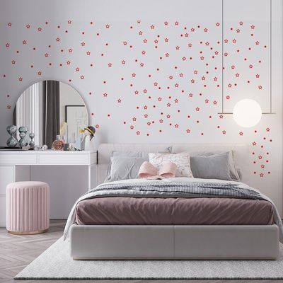 180 Adesivos Decoração De Parede Estrela Estrelinhas Vazadas Titulo Cor Vermelha