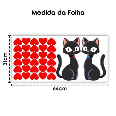 Adesivo Para Geladeira Ou Paredes Casal Gatinhos