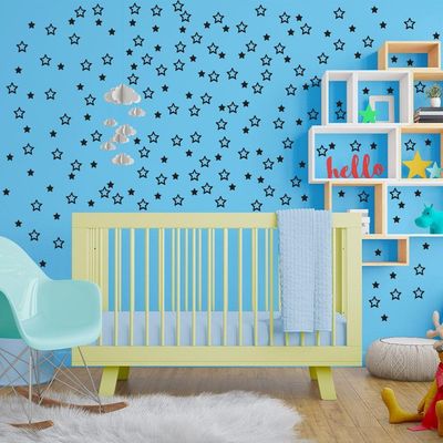 180 Adesivos Decoração De Parede Estrela Estrelinhas Vazadas Titulo Cor Preta