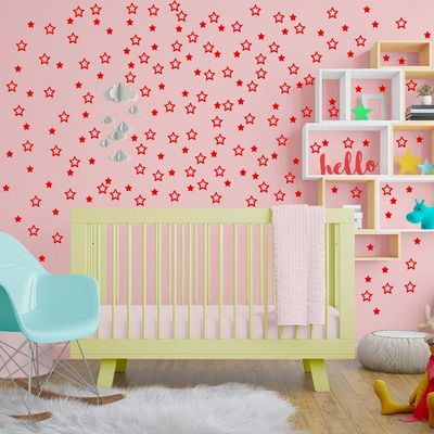 180 Adesivos Decoração De Parede Estrela Estrelinhas Vazadas Titulo Cor Vermelha
