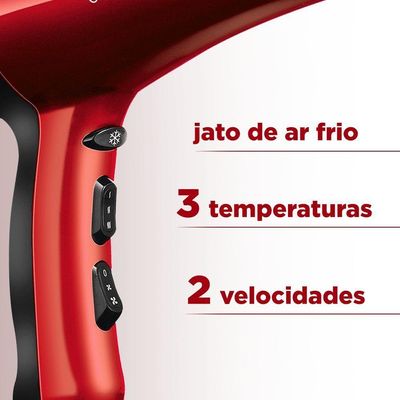 Secador De Cabelos Mondial Infinity 2500 Sc-12 Secador Cabelo-127v-vermelho/preto