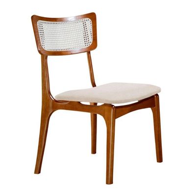 Conjunto 2 Cadeiras De Madeira Viena Linho Off Imbuia