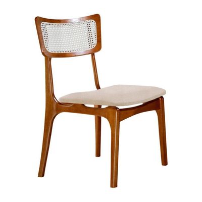 Conjunto 2 Cadeiras De Madeira Viena Linho Palha Imbuia