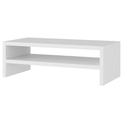 Kit 02 Suportes Stand Base Para Monitor Soft Elevado 45cm Em Mdf Com 01 Prateleira Branco