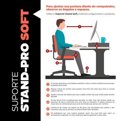 Kit 02 Suportes Stand-pro Base Para Monitor Soft Elevado 95cm Em Mdf Com 01 Prateleira Branco
