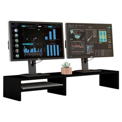 Suporte Stand-Pro Base Para Monitor Laptop Soft Elevado 95Cm Em Mdf Com 01 Prateleira Preto
