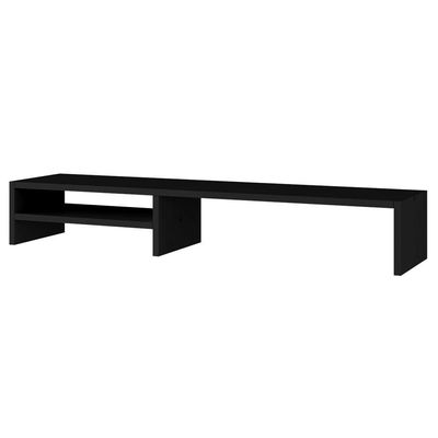 Kit 04 Suportes Stand-pro Base Para Monitor Soft Elevado 95cm Em Mdf Com 01 Prateleira Preto