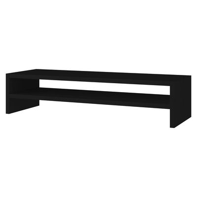 Kit 04 Suportes Stand Base Tela Monitor Soft Elevado 65cm Em Mdf Com 01 Prateleira Preto