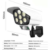 Luminaria Solar Camera Falsa Sensor De Proximidade 77 Leds 3 Funções