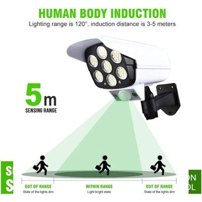 Luminaria Solar Camera Falsa Sensor De Proximidade 77 Leds 3 Funções