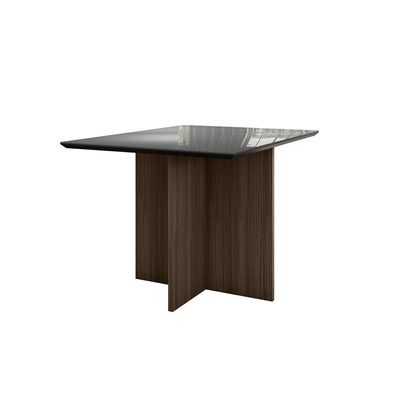 Mesa De Jantar 4 Lugares 1,20m Tampo Com Vidro Veneza Amendoa Grafite