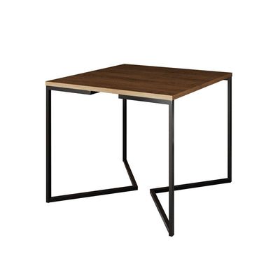 Mesa Jantar Industrial Quadrada Amêndoa 90Cm Base V Ferro Preto Cor: Amendoa