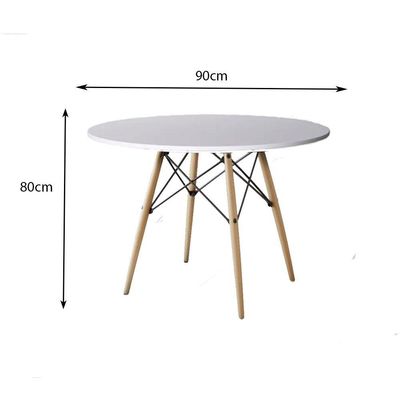 Mesa De Jantar Eames Wood Tampo Madeira Branco 90 Cm